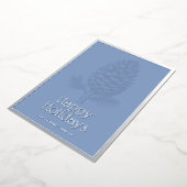 ハッピーホリデーズフィアピネコモダンンブルー企業の 箔シーズンカード (回転した状態)