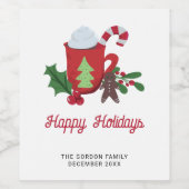 ハッピーホリデーズフェスティバルかわいいスクリプト ワインラベル (シングルラベル)