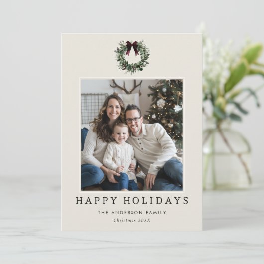 ハッピーホリデーズフェスティバルクリスマスリース写真 シーズンカード (スタンド正面)