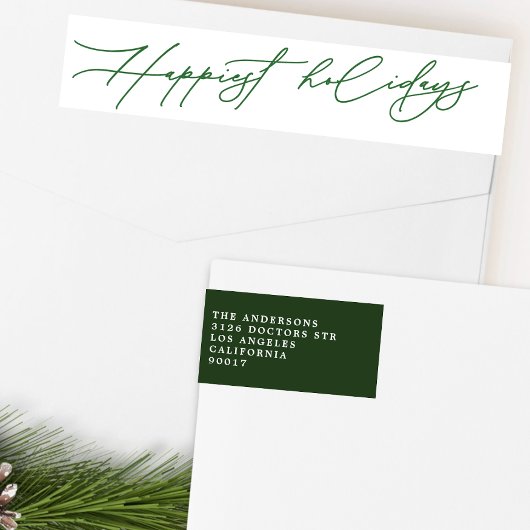 ハッピーホリデーズフェスティバルグリーン差出人住所 ラップアラウンドラベル
