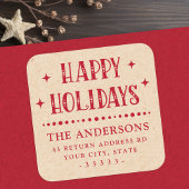 ハッピーホリデーズフェスティバルドットデバイダークラフト赤く見える スクエアシール