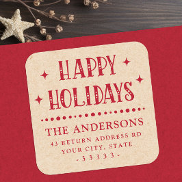 ハッピーホリデーズフェスティバルドットデバイダークラフト赤く見える スクエアシール