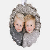 ハッピーホリデーズフェスティバルフォント縁どドットダークブルー オーナメントカード (左)