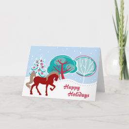 ハッピーホリデーズフェスティバルホーススノーウィークリスマス シーズンカード