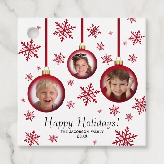 ハッピーホリデーズフェスティバルレッドバウブル3写真 フェイバータグ (正面)