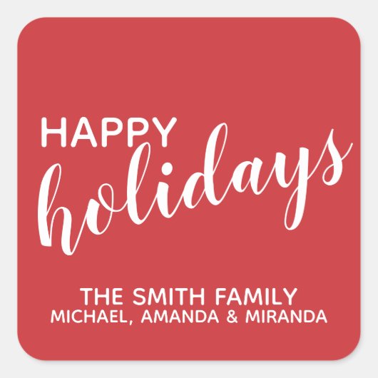 ハッピーホリデーズフェスティバルレッド スクエアシール (正面)