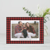 ハッピーホリデーズフォトおもしろいバッファローチェックプレイド シーズンカード (スタンド正面)