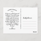 ハッピーホリデーズフォトおもしろいバッファローチェックプレイド ポストカード (裏面)