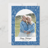 ハッピーホリデーズフォトアーチ、おもしろいドードルスケッチ シーズンカード (正面)