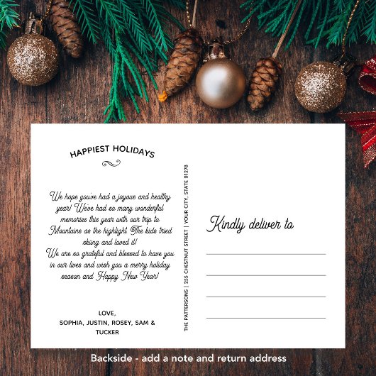 ハッピーホリデーズフォトアーチ、おもしろいドードルスケッチ シーズンポストカード