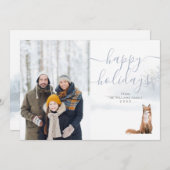 ハッピーホリデーズフォトウィンターウッドランドシーンキツネ シーズンカード (正面/裏面)