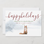 ハッピーホリデーズフォトウィンターキツネクリスマス シーズンカード (正面)