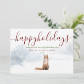 ハッピーホリデーズフォトウィンターキツネクリスマス シーズンカード (スタンド正面)
