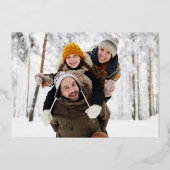 ハッピーホリデーズフォトウィンターシーンキツネ金ゴールド 箔シーズンカード (裏面)