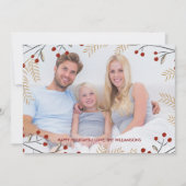 ハッピーホリデーズフォトウィンターボタニカルレッドベリー シーズンカード (正面)