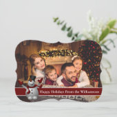 ハッピーホリデーズフォトカウト雪だるまファンシーカット シーズンカード (スタンド正面)