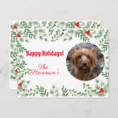 ハッピーホリデーズフォトカスタムホリーグリーナリー ポストカード (正面/裏面)