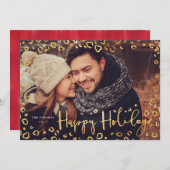 ハッピーホリデーズフォトカードの金ゴールド |モダン & はっきりした シーズンカード (正面/裏面)