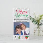 ハッピーホリデーズフォトカードクリスマス写真 シーズンカード (スタンド正面)