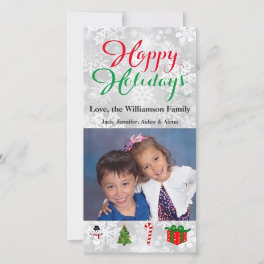 ハッピーホリデーズフォトカードクリスマス写真 シーズンカード (正面)