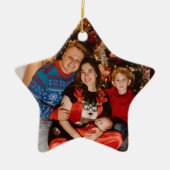 ハッピーホリデーズフォトギフト、星型クリスマス セラミックオーナメント (正面)
