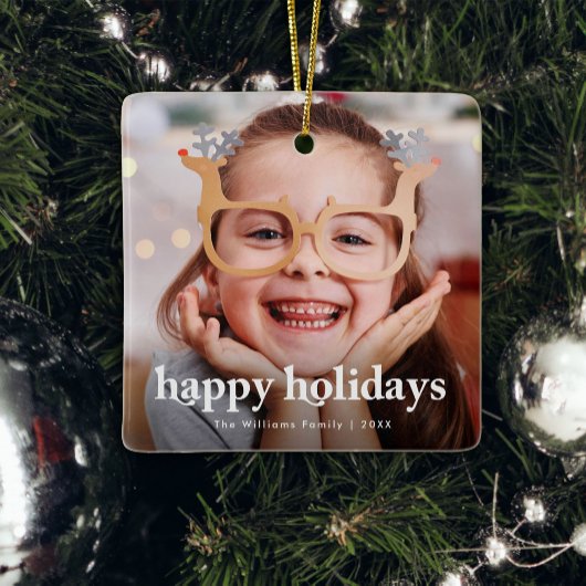 ハッピーホリデーズフォトクリスマスセラミックオーナメント セラミックオーナメント