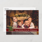 ハッピーホリデーズフォトグモダンリーンクリスマスツリー ポストカード (正面/裏面)