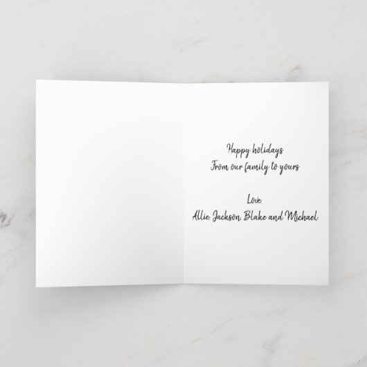 ハッピーホリデーズフォトコラージュクリスマス 箔シーズンカード (内側レイダウン)