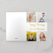 ハッピーホリデーズフォトコラージュクリスマス 箔シーズンカード (外側レイダウン)