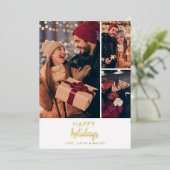 ハッピーホリデーズフォトコラージュパーソナライズされたモダン 箔シーズンカード (立ち正面)