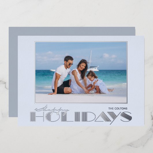 ハッピーホリデーズフォトシルバー 箔シーズンカード (正面/裏面)