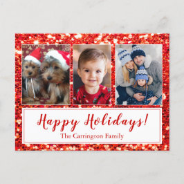 ハッピーホリデーズフォトスクリプトクリスマスポスト ポストカード