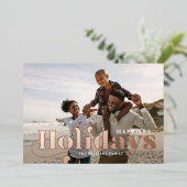 ハッピーホリデーズフォトスタイリッシュwithバラ金ゴールド文字 箔シーズンカード (立ち正面)