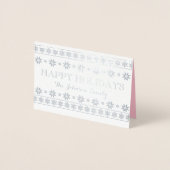 ハッピーホリデーズフォトスノーピンクホワイトScandynavian 箔カード (正面)