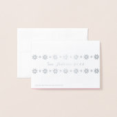 ハッピーホリデーズフォトスノーピンクホワイトScandynavian 箔カード (裏面封筒付き)