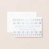 ハッピーホリデーズフォトスノーピンクホワイトScandynavian 箔カード (封筒付き正面)