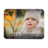 ハッピーホリデーズフォトスノーフレークスクリスマス マグネット (横)