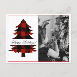ハッピーホリデーズフォトバッファロープレイドポストカード シーズンポストカード