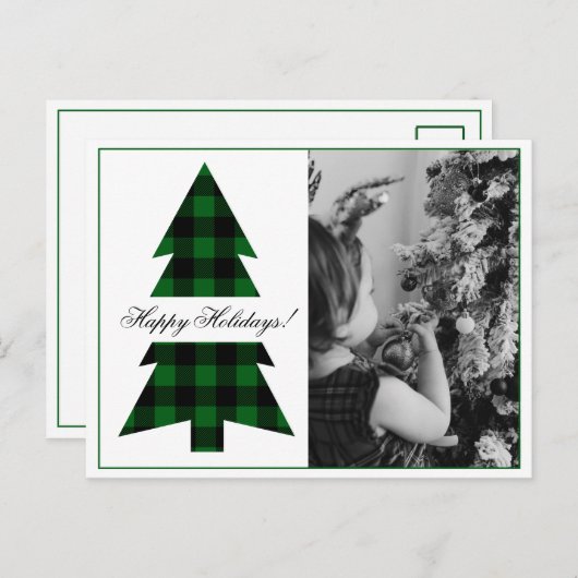 ハッピーホリデーズフォトバッファロープレイドポストカード シーズンポストカード (正面/裏面)