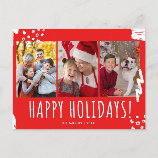 ハッピーホリデーズフォトファミリークリスマス シーズンポストカード (正面)
