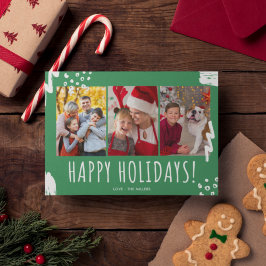 ハッピーホリデーズフォトファミリーグリーンクリスマス シーズンカード