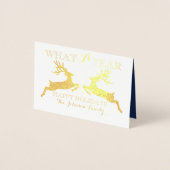 ハッピーホリデーズフォトファミリーコラージュ編集可能カラー 箔カード (正面)