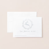 ハッピーホリデーズフォトファミリートナカイPink Rose 箔カード (裏面封筒付き)