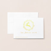 ハッピーホリデーズフォトファミリートナディアグレイ金ゴールド 箔カード (裏面封筒付き)