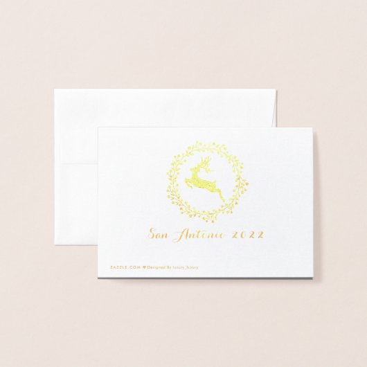 ハッピーホリデーズフォトファミリートナディアグレイ金ゴールド 箔カード (裏面封筒付き)