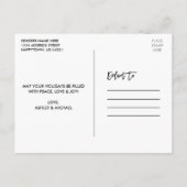 ハッピーホリデーズフォトブモダンラシスクリプト ポストカード (裏面)