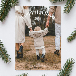 ハッピーホリデーズフォトミニマルモダンリストクリスマス シーズンカード