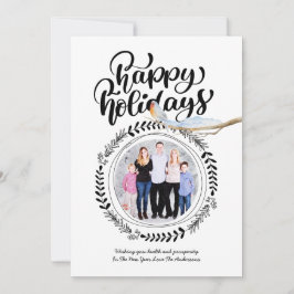 ハッピーホリデーズフォトモダンフェスティバルロビンクリスマス 招待状