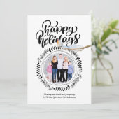 ハッピーホリデーズフォトモダンフェスティバルロビンクリスマス 招待状 (スタンド正面)