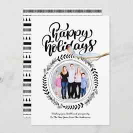 ハッピーホリデーズフォトモダンフェスティバルロビンクリスマス 招待状